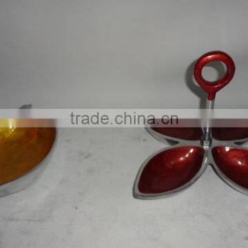 Aluminum Dry Fruit bowl With Enamel Finish Handle