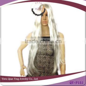 cheap silky straight very long halloween party white hair wig