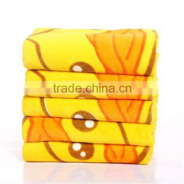 China Towel Manufactory Velour Reactive Printed Cartoon Custom Style Duck Yellow Children/Baby Towel