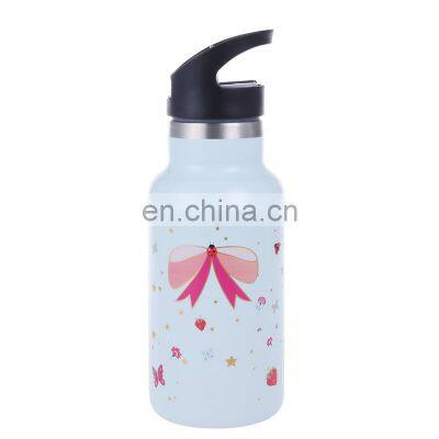 Low MOQ Custom 350 ml kids straw water bottle for outdoor