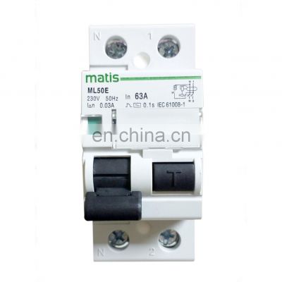 2021 latest technology high quality rccb 2p 40a 30ma type A breaker ML50 circuit breaker