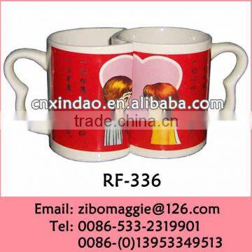 Professional Zibo Manufactured Wholesale Valentine's Designed Promotion Coffee Ceramic Couple Mug