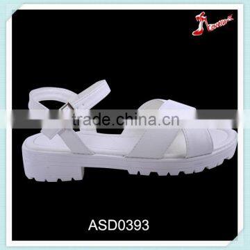 2016 new modern beautiful summer new design girl buckle ankle sandals whole white