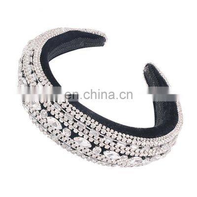 Fashion Designer Luxury Handmade, Glitter Crystal Rhinestone Wide Padded Headband for Women Hair Accessories jewelled/