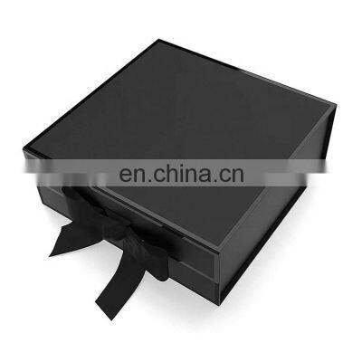 custom magnetic foldable box with silk logo style underwear garment custom packaging gift box with ribbon