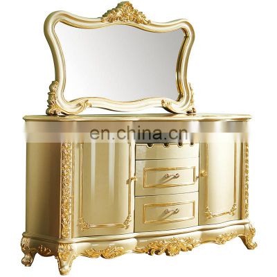 antique luxury dining room furniture gold wooden mirrored sideboard