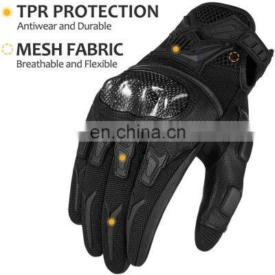 Customized Carbon Fiber Long Factory Touchscreen Full Finger Knuckle Protection Anti Slip Motorcycle Racing Gloves photo-5