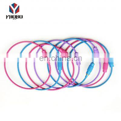 Keychain Lock Screw Cable Rings Stainless Steel Paint Wire Cable Loop Rings For Hanging Tag Keyrings photo-2