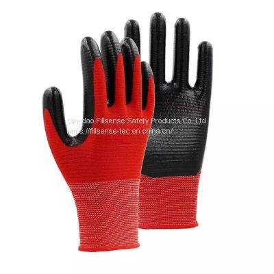 13Gauge U3 Zebra Polyester Liner Nitrile Work Gloves Nitrile Coated Gloves Nylon Nitrile Gloves photo-3