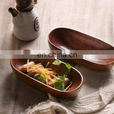 Hot Sale Boat Shape Wooden Salad Bowl