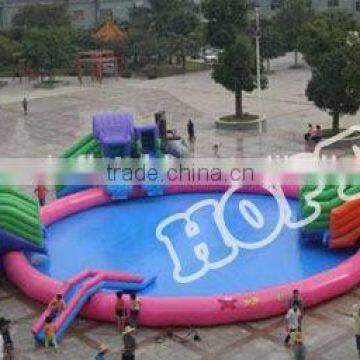 2014 Newest Commercial Adult Inflatable Water Park Games with swimming pool slider combo