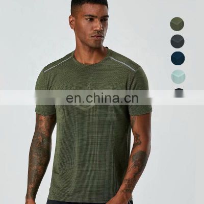 In Stock Plus Size Mens Gym Short Sleeve Breathable Shirts New Arrival Print Sports Tops