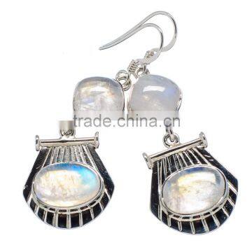 RAINBOW MOON STONE 925 STERLING SILVER EARRINGS ,925 STERLING SILVER JEWELRY WHOLE SALE,JEWELRY EXPORTER