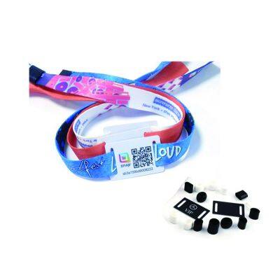 Adjustable Buckle NFC Small PVC Card Bracelet RFID Fabric Wristband NTAG213 Woven Wristbands With Bar Code