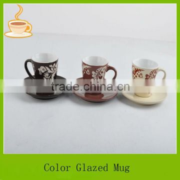 modern ceramic coffee mug/soup mug with saucer