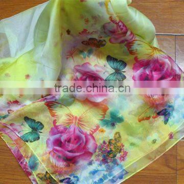 Fashionable 30D chiffon imitation digital print long scarf 100% silk scarf                        
                                                Quality Choice