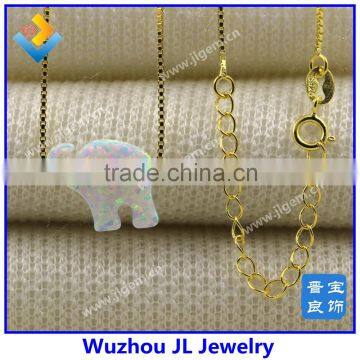 White Snow OP17 Synthetic Fashion Elephant Opal Gems Necklace Jewelry photo-6