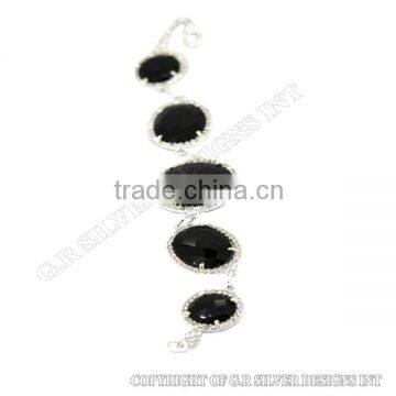 Black Onyx Bangle Bracelet,gemstone Bracelets Wholesale,silver Bracelet 925,sterling Silver Bracelets Wholesale photo-3