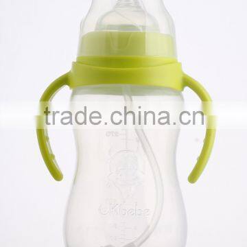 Raindrops * Hot Design 240ml Liquid Silicon Baby Bottle with Straw and handle