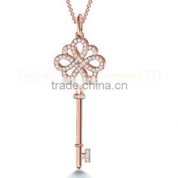 18k Gold Jewelry Fashion Design Pendant Rose Gold Key Shape Pendant