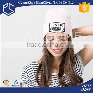 Made in China women blank custom patch winter beanies hat