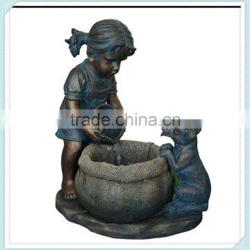 Handcrafted resin water fountain for outdoor garden