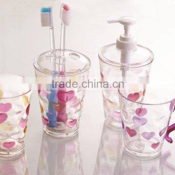 Heart shape design transparent acrylic plastic bathroom vanity sets