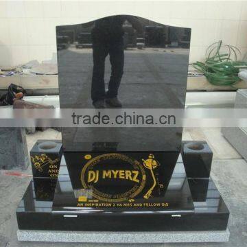 European style black granite ogee shape headstones