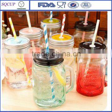 Wholesale Glass Mason Jar With Engraved Logo/Transparent Mason Jar Bottle With Metal Lid and Straw                        
                                                Quality Choice