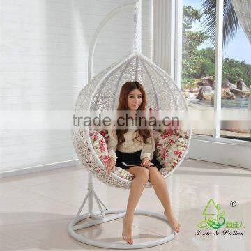 New Trendy Indoor Outdoor Bedroom Balcony Resin Plastic PVC PE Rattan Wicker Single Seat Swing Chair photo-3
