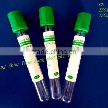 Disposible Vacuum Blood Collection Sodium Heparin Tube(green Cap)