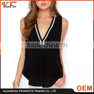 sexy deep V neck women t shirt sexy women tank top sleeveless ladies v neck vest