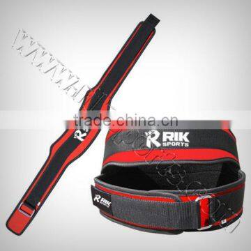 Neoprene Belt Red Neoprene, Black Webbing, Metal Buckle, Velcro Closure