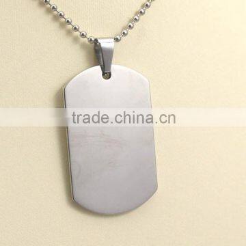 Smooth Plain Dog Tag Pendant Stainless Steel Necklace photo-4