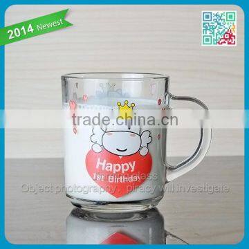 Cartoon Cow Logo Glass Milk Mug Kids Favor Drinking Milk Glasses Promotional Kids Milk Mug