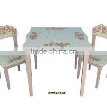 Wooden Antique Rose Children Study Table And Chair