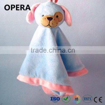 EN71 Standard Baby Safe Material Pink Blue Animal Head Plush Baby Blanket