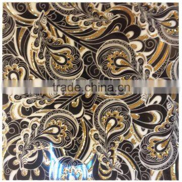 Gold and black decorative polished crystal flower pattern flooring