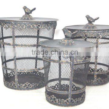 110690NL - S/3 Round Metal Wire Basket Storage Box photo-1