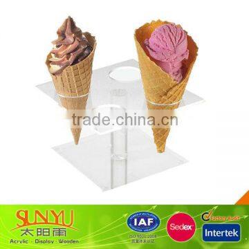 Acrylic Square Four Cone Ice Cream Cone Holder