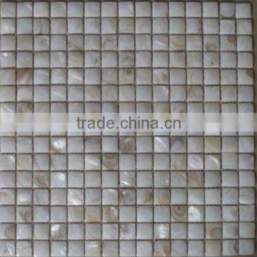 Natural color river mother of pearl oyster mosaic with convex surface