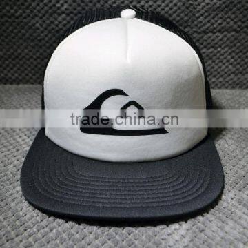 black white foam mesh trucker cap 5-panel foam mesh trucker cap hat