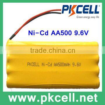 OEM 9.6V AA500mAh NI-CD rechargeable battery pack with wire and connector