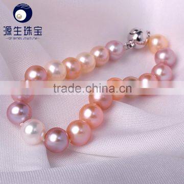 Mix color round freshwater pearl bead bracelets of classic pearl jewelry