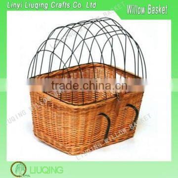 Wicker Pet Bike Basket With Wire Cover Handmade Willow Dog Basket Wicker Bike Basket Front