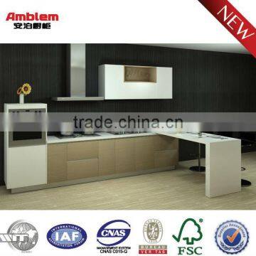 2014 NEW wood grain melamine and bright color lacquer kitchen cabinet