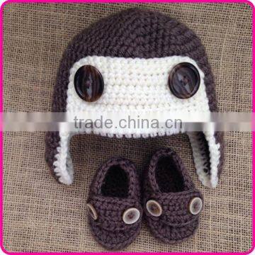 earflap baby winter hats and shoes set newborn photo props baby boys crochet hats