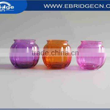 200ml colored Glass Candle Holder with pattern