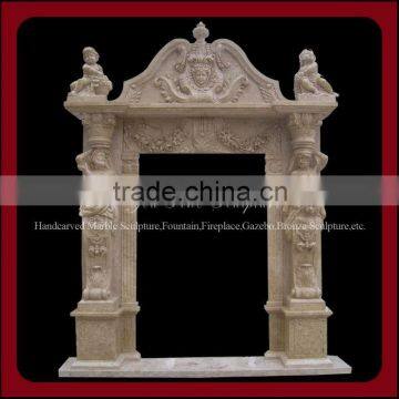 White Travertine Hand Carved Stone Door Surrounding