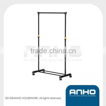 Single Rod Iron Standing Garment Rack with One Tie Shoe Shelf